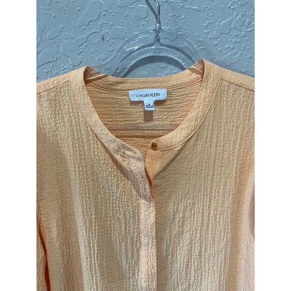 Calvin Klein Ruched Sleeve Apricot Color Bouse Size Medium - Picture 2 of 7